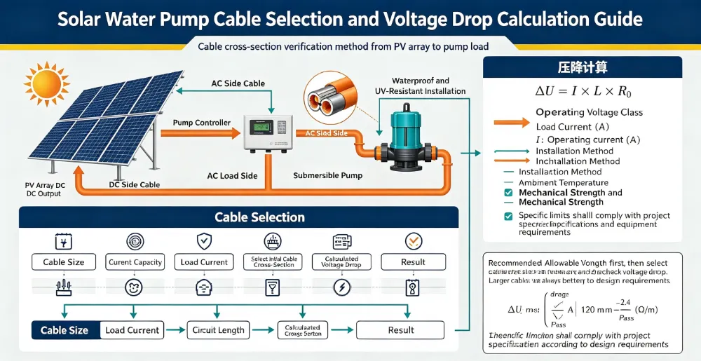Dimensionnement des câbles de pompe solaire et chute de tension : le guide complet 2026